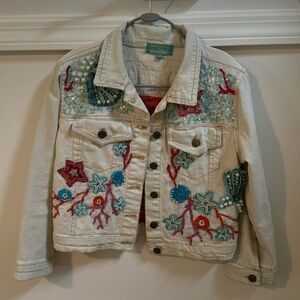 ⚡️SOLD⚡️Antica Sartoria Embroidered Denim Jacket - Underwater World (7-8 years)